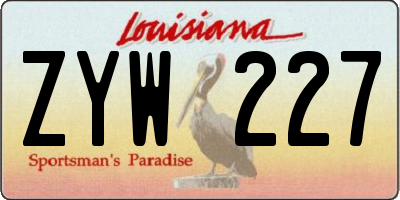 LA license plate ZYW227