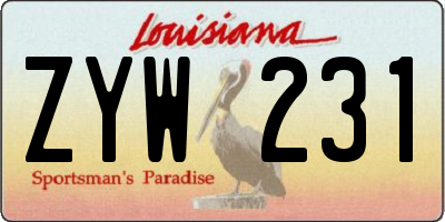 LA license plate ZYW231