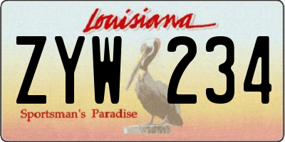 LA license plate ZYW234