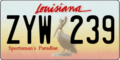 LA license plate ZYW239