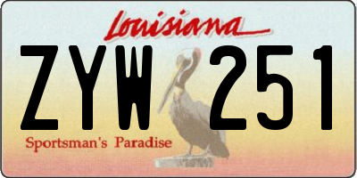LA license plate ZYW251