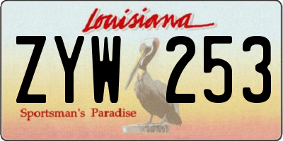 LA license plate ZYW253