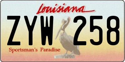LA license plate ZYW258