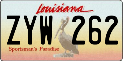 LA license plate ZYW262