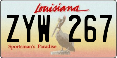 LA license plate ZYW267