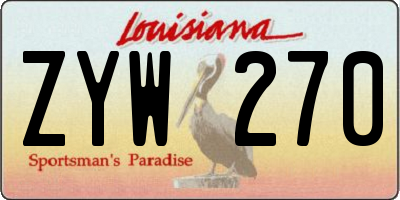 LA license plate ZYW270
