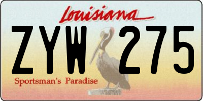 LA license plate ZYW275