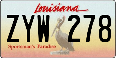 LA license plate ZYW278