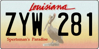 LA license plate ZYW281