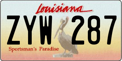 LA license plate ZYW287