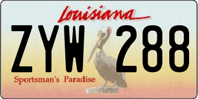 LA license plate ZYW288