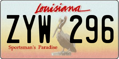 LA license plate ZYW296