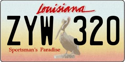 LA license plate ZYW320