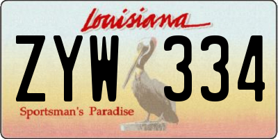 LA license plate ZYW334