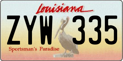 LA license plate ZYW335