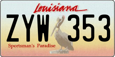 LA license plate ZYW353
