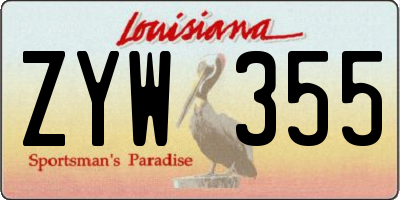 LA license plate ZYW355