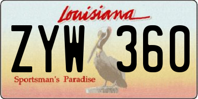 LA license plate ZYW360