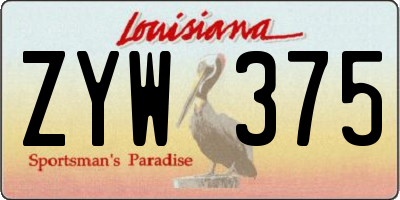 LA license plate ZYW375