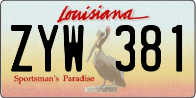 LA license plate ZYW381