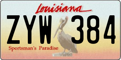 LA license plate ZYW384