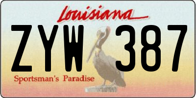 LA license plate ZYW387