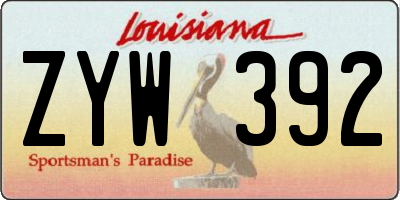 LA license plate ZYW392