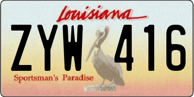 LA license plate ZYW416