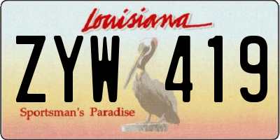 LA license plate ZYW419