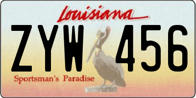 LA license plate ZYW456