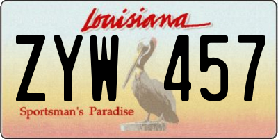 LA license plate ZYW457