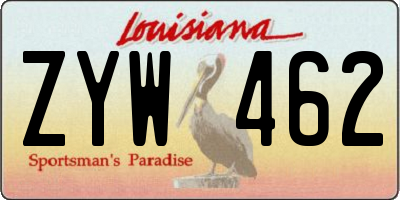 LA license plate ZYW462