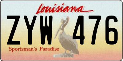 LA license plate ZYW476