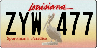 LA license plate ZYW477