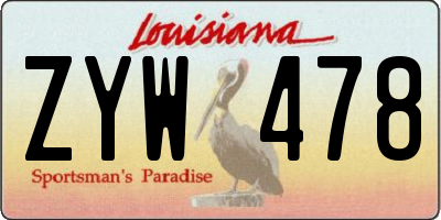 LA license plate ZYW478