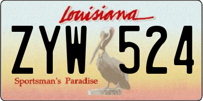 LA license plate ZYW524