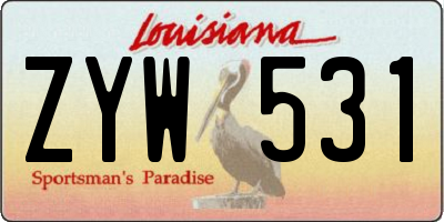 LA license plate ZYW531