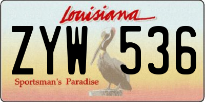 LA license plate ZYW536