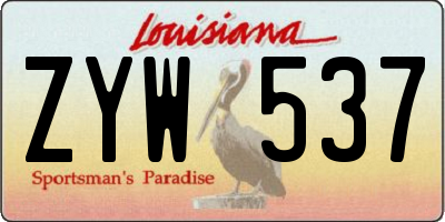 LA license plate ZYW537