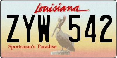 LA license plate ZYW542