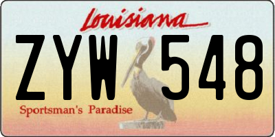 LA license plate ZYW548