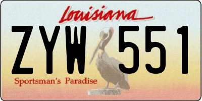 LA license plate ZYW551
