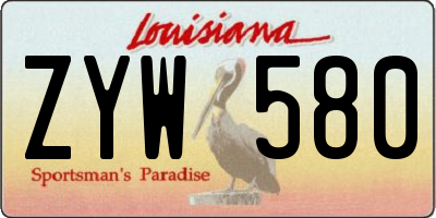 LA license plate ZYW580