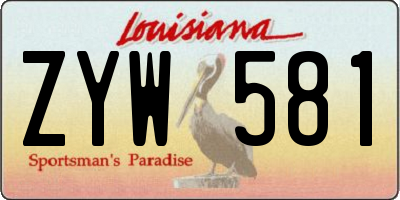 LA license plate ZYW581