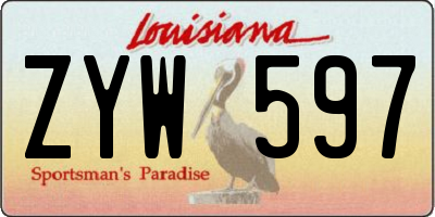 LA license plate ZYW597