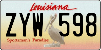 LA license plate ZYW598