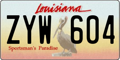 LA license plate ZYW604