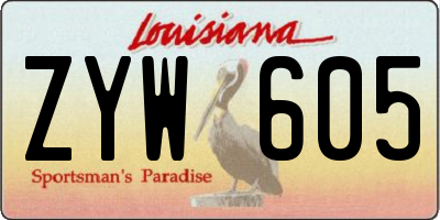 LA license plate ZYW605