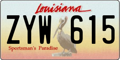 LA license plate ZYW615