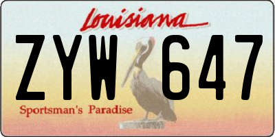 LA license plate ZYW647